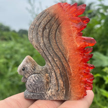 Load image into Gallery viewer, Natural Red Quartz Crystal Squirrel Carving Specimen Home Decor