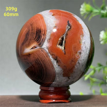 Load image into Gallery viewer, Natural Striped Agate Crystal Sphere – Quartz Mineral Specimen for Collection, Meditation &amp; Home Decor