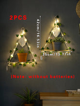 Load image into Gallery viewer, Wood Crystal Display Shelf with Leaf Hanging Decor – LED Floating Wall Shelf for Home &amp; Mineral Collection Display