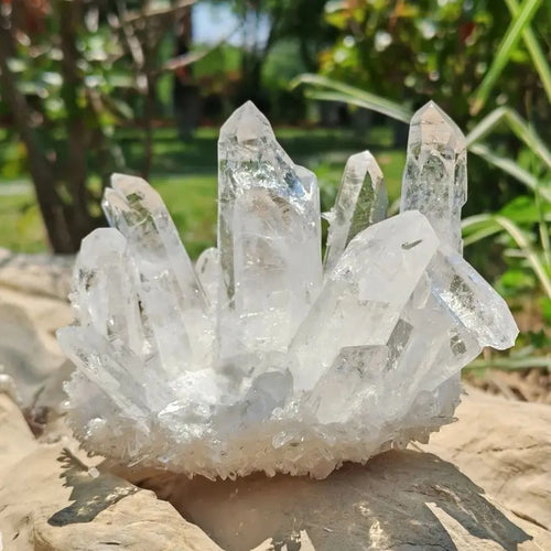 1pc Natural White Quartz Crystal Cluster – Unpolished Mineral Specimen for Home Decor