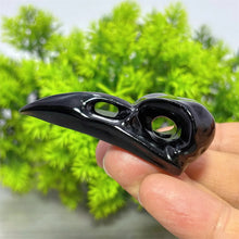Load image into Gallery viewer, Natural Black Obsidian Crow Skull Carving