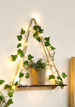 Load image into Gallery viewer, Wood Crystal Display Shelf with Leaf Hanging Decor – LED Floating Wall Shelf for Home &amp; Mineral Collection Display
