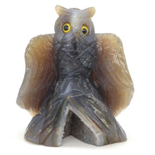 Load image into Gallery viewer, 4.4" Owl Statue Natural Gray Agate Geode Carving Home Decor