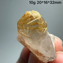 Load image into Gallery viewer, 1PC Natural Brazilian Gold Rutilated Quartz Crystal and Hematite Symbiosis Mineral Specimen Home Decor