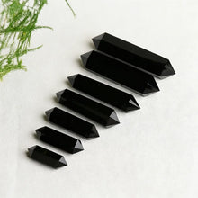 Load image into Gallery viewer, Natural Black Obsidian Crystal Obelisk – Hexagonal Polished Point Tower for Home &amp; Office Decor