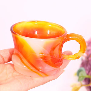 Agate Bowl – Natural Quartz Crystal Cup for Home, Office, or Gift – Carved Stone Decor