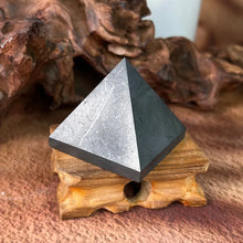 Load image into Gallery viewer, Natural Black Shungite Crystal Pyramid – Polished Stone Tower for Meditation, Home Decor &amp; Feng Shui