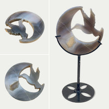 Load image into Gallery viewer, 1PC Natural Crystal Agate Moon &amp; Dove Home Decor