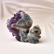 Load image into Gallery viewer, Owl/Hedgehog/Squirrel Carving Featuring Uruguay Purple Amethyst Mineral Specimen