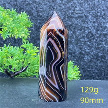 Load image into Gallery viewer, Natural Black Agate and Red Agate Striped Mineral Obelisk for Healing