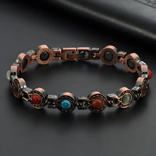 Load image into Gallery viewer, Pure Copper Bracelet for Women with Turquoise Ultra Strength Magnetic Wristband