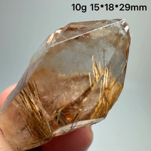 Load image into Gallery viewer, Natural Brazil Gold Rutilated Quartz Hair Crystal and specular hematite symbiosis Mineral Specimen