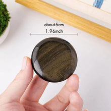 Load image into Gallery viewer, 1PC Natural Golden Obsidian Worry Stone Polished Round Palm Gem for Anxiety Relief &amp; Chakra Healing Pocket-Sized Stress Reliever