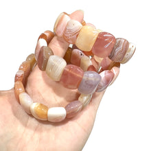 Load image into Gallery viewer, Natural Persian Gulf Agate Bracelet – Striped Gemstone Beaded Stretch Jewelry for Men &amp; Women