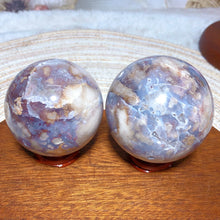 Load image into Gallery viewer, Natural Blue Flower Agate Sphere