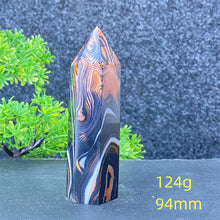 Load image into Gallery viewer, Natural Black Agate and Red Agate Striped Mineral Obelisk for Healing