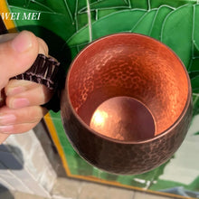 Load image into Gallery viewer, Vintage Pure Copper Camping Mug With Lid Handcrafted Hammer Texture