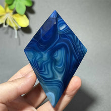 Load image into Gallery viewer, Natural Blue Agate Diamond Shaped Polished Mineral Specimen Home Decor