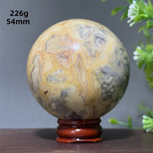 Load image into Gallery viewer, Natural Crazy Agate Crystal Sphere – Gemstone Meditation Ball with Display Base for Collection &amp; Home Decor