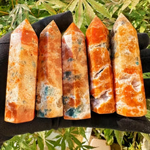 Load image into Gallery viewer, 1PC Unique Blue Apatite Combined with Sunstone Obelisk for Healing
