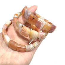 Load image into Gallery viewer, Natural Persian Gulf Agate Bracelet – Striped Gemstone Beaded Stretch Jewelry for Men &amp; Women