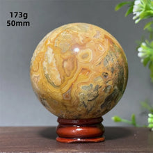 Load image into Gallery viewer, Natural Crazy Agate Crystal Sphere – Gemstone Meditation Ball with Display Base for Collection &amp; Home Decor