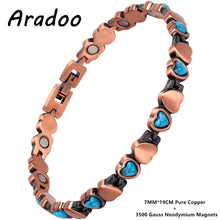 Load image into Gallery viewer, Pure Copper Bracelet for Women with Turquoise Ultra Strength Magnetic Wristband