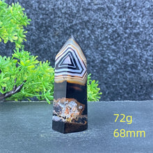 Load image into Gallery viewer, Natural Black Agate and Red Agate Striped Mineral Obelisk for Healing