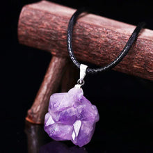 Load image into Gallery viewer, Natural Amethyst Multiple Rough Stone Pendant – Healing Crystal Necklace – Irregular Quartz Jewelry Gift