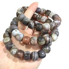 Load image into Gallery viewer, Natural Persian Gulf Agate Bracelet – Striped Gemstone Beaded Stretch Jewelry for Men &amp; Women