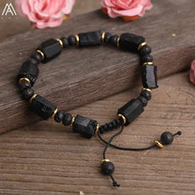 Load image into Gallery viewer, 1PC Natural Black Tourmaline Crystal Nugget Beads Bracelet Adjustable for Women