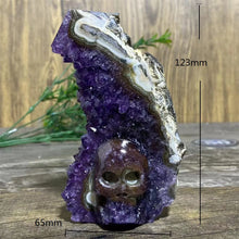 Load image into Gallery viewer, Natural Druzy Amethyst Skull Stone Quartz Specimen