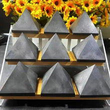 Load image into Gallery viewer, Natural Black Shungite Crystal Pyramid – Polished Stone Tower for Meditation, Home Decor &amp; Feng Shui