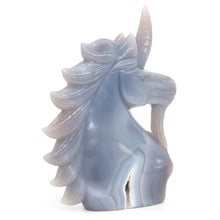Load image into Gallery viewer, 5" Natural Unicorn Statue Crazy Agate Geode Crystal Carving Home Decor