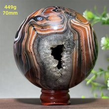 Load image into Gallery viewer, Natural Striped Agate Crystal Sphere – Quartz Mineral Specimen for Collection, Meditation &amp; Home Decor