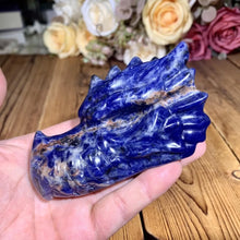 Load image into Gallery viewer, 4" Natural Sodalite Dragon Skull Carving