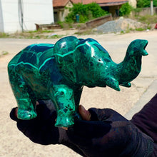 Load image into Gallery viewer, Natural Malachite Carved Crystal Elephant For Healing Wealth Abundance