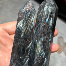 Load image into Gallery viewer, 1PC Natural Astrophyllite Quartz Mineral Specimen Obelisk for Healing