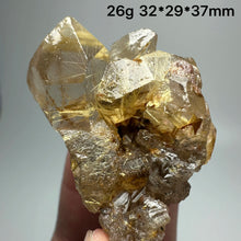 Load image into Gallery viewer, 1PC Natural Brazilian Gold Rutilated Quartz Crystal and Hematite Symbiosis Mineral Specimen Home Decor