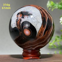 Load image into Gallery viewer, Natural Striped Agate Crystal Sphere – Quartz Mineral Specimen for Collection, Meditation &amp; Home Decor