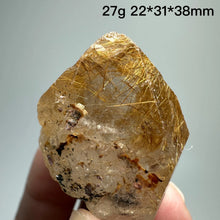 Load image into Gallery viewer, 1PC Natural Brazilian Gold Rutilated Quartz Crystal and Hematite Symbiosis Mineral Specimen Home Decor