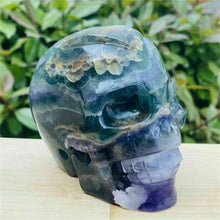 Load image into Gallery viewer, Natural Fluorite Crystal Skull Carving