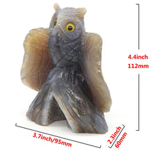 Load image into Gallery viewer, 4.4" Owl Statue Natural Gray Agate Geode Carving Home Decor