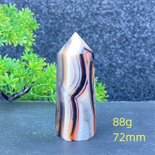 Load image into Gallery viewer, Natural Black Agate and Red Agate Striped Mineral Obelisk for Healing