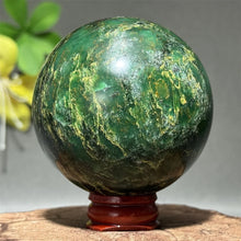 Load image into Gallery viewer, Natural Emerald Crystal Sphere – Quartz Mineral Ball with Base for Home Decor, Meditation &amp; Collection
