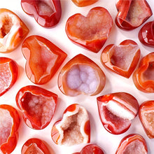 Load image into Gallery viewer, 1PC Carnelian Crystal Heart Red Agate Geode Cluster