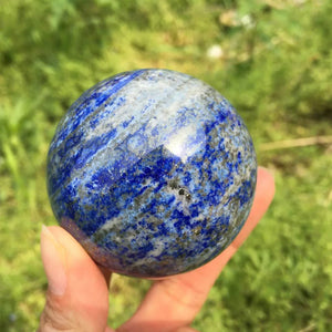 70mm Natural Lapis Lazuli Crystal Sphere – Polished Healing Stone Ball for Reiki, Decor, or Crafts