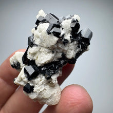 Load image into Gallery viewer, Natural Black Tourmaline &amp; Calcite Mineral Specimen – Raw Crystal for Collection &amp; Home Decor
