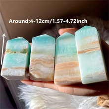 Load image into Gallery viewer, 1PC Caribbean Calcite Tower - Hemimorphite Crystal with Irregular Hole