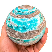 Load image into Gallery viewer, Azure-Hued Hemimorphite Sphere Sleek Mirror-Finish Home Decor
